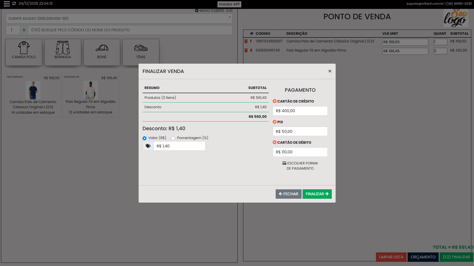 Finalização de venda